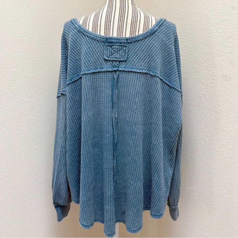 Free People We The Free Coraline Thermal Knit Top | Legion Blue | Size S